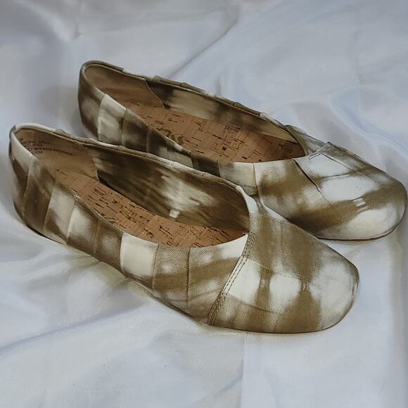Korks Palmer Ballet Flats Slip On Fabric Green Olive Tie Dye Shoes Women's SZ 7 - Picture 2 of 8